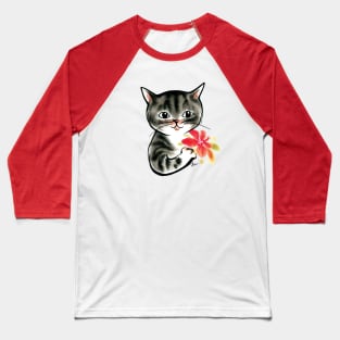 Cat with flower to mom Baseball T-Shirt